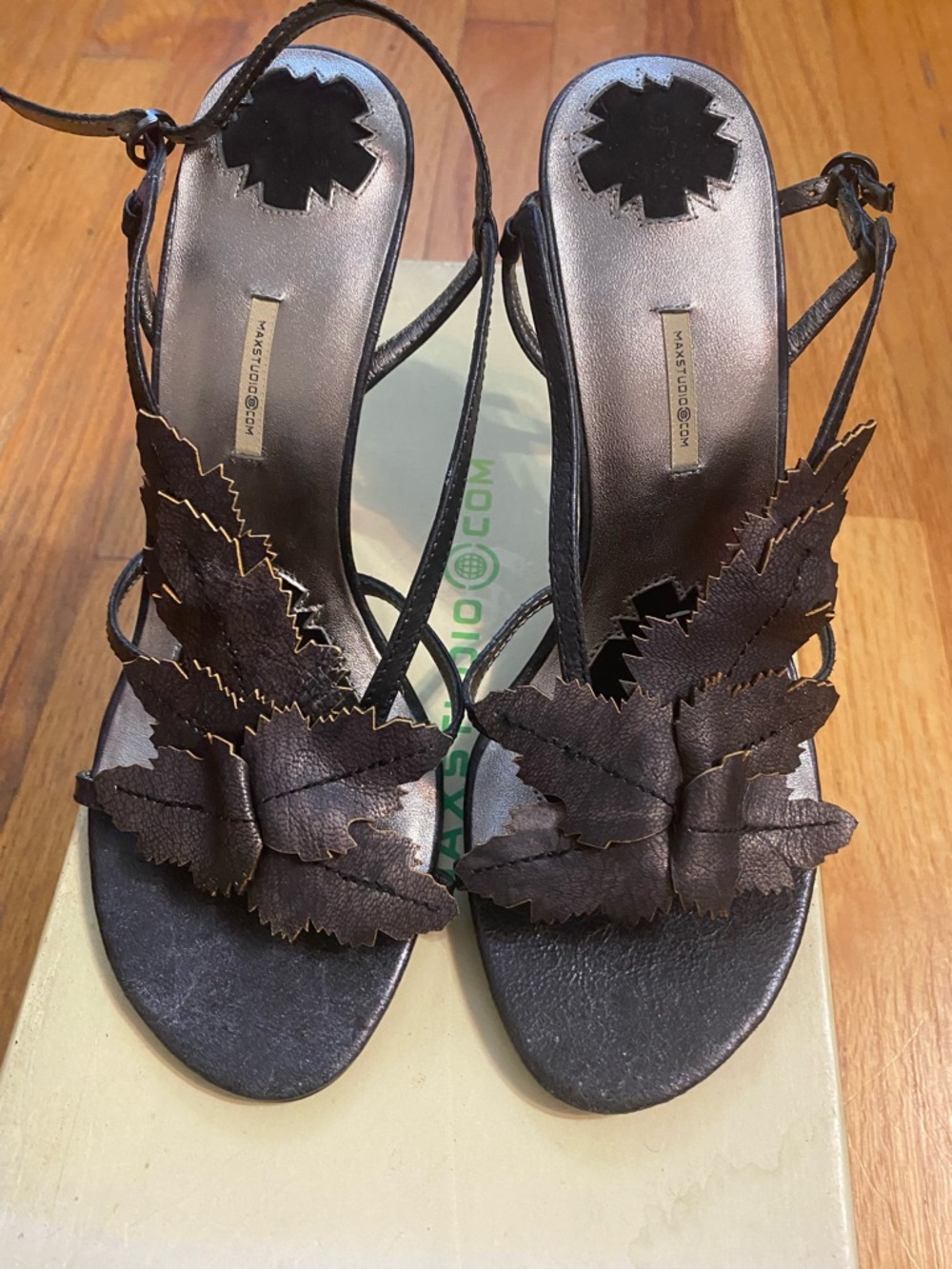 Max Studio Women's Fancy Full Leather Sling Back Heels